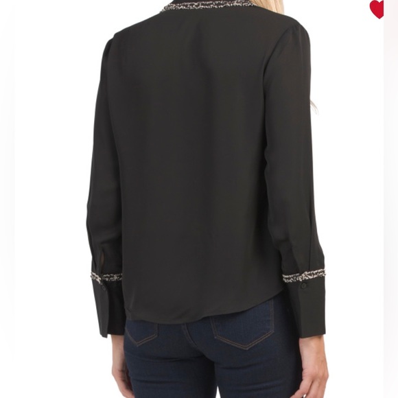 LAUNDRY BY SHELLI SEGAL Bouclé Trim Shirt - Picture 2 of 10